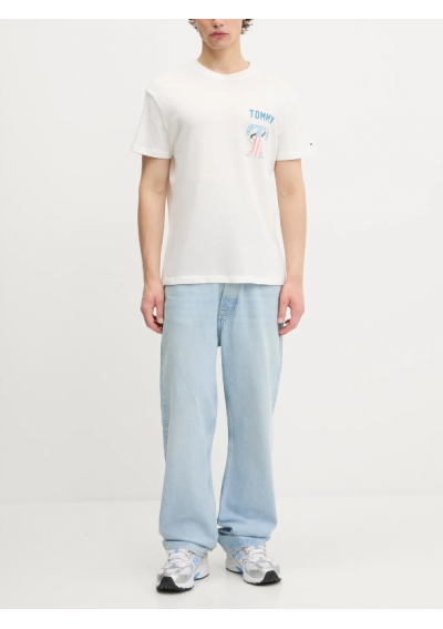 Tommy Jeans t-shirt bawełniany męski kolor biały wzorzysty DM0DM21914