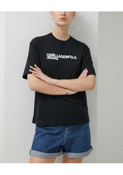 Karl Lagerfeld Jeans t-shirt bawełniany damski kolor czarny