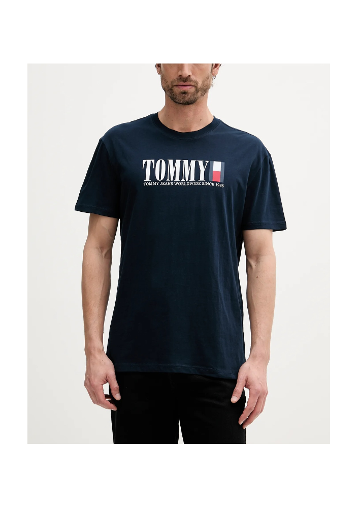 Tommy Jeans t-shirt bawełniany męski kolor granatowy z nadrukiem DM0DM21941