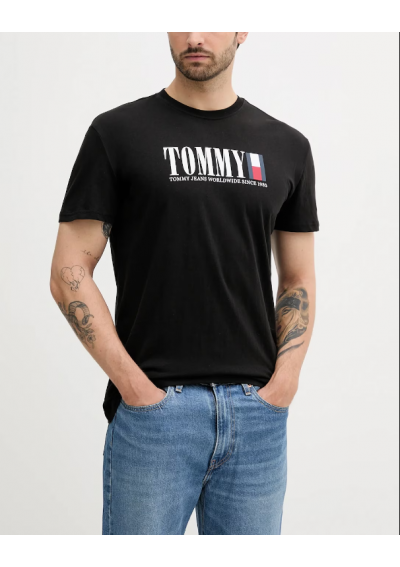 Tommy Jeans t-shirt bawełniany męski kolor czarny z nadrukiem DM0DM21941