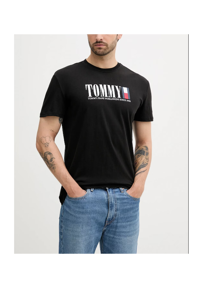 Tommy Jeans t-shirt bawełniany męski kolor czarny z nadrukiem DM0DM21941
