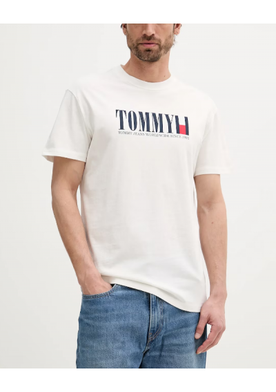 Tommy Jeans t-shirt bawełniany męski kolor biały z nadrukiem DM0DM21941
