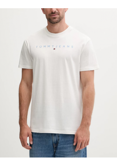 Tommy Jeans t-shirt bawełniany męski kolor beżowy z aplikacją DM0DM20744