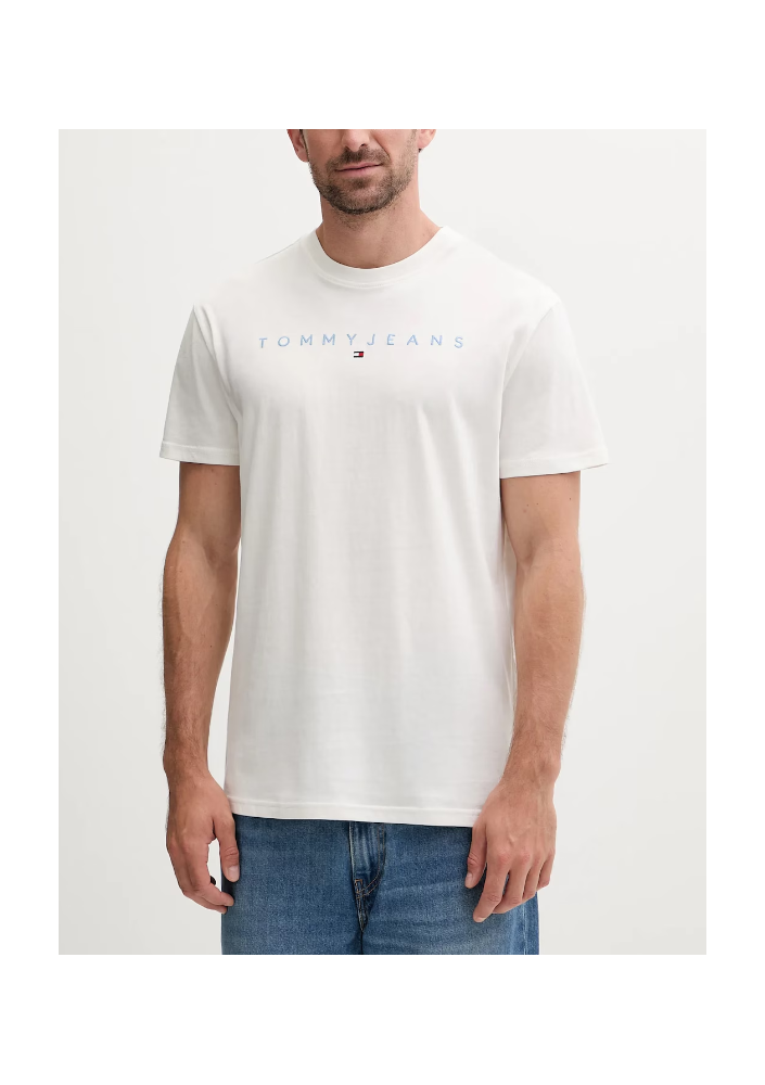 Tommy Jeans t-shirt bawełniany męski kolor beżowy z aplikacją DM0DM20744