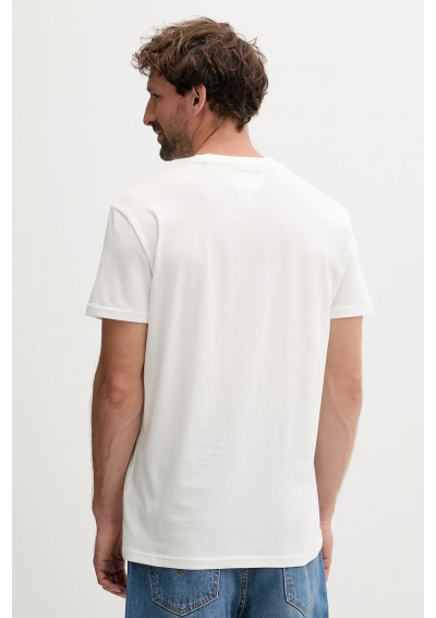 Tommy Jeans t-shirt bawełniany męski kolor beżowy z aplikacją DM0DM20744