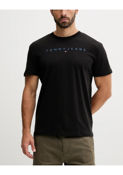 Tommy Jeans t-shirt bawełniany męski kolor czarny z aplikacją DM0DM20744