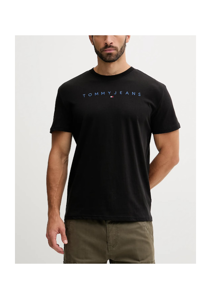 Tommy Jeans t-shirt bawełniany męski kolor czarny z aplikacją DM0DM20744