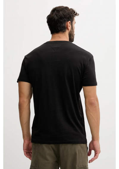 Tommy Jeans t-shirt bawełniany męski kolor czarny z aplikacją DM0DM20744