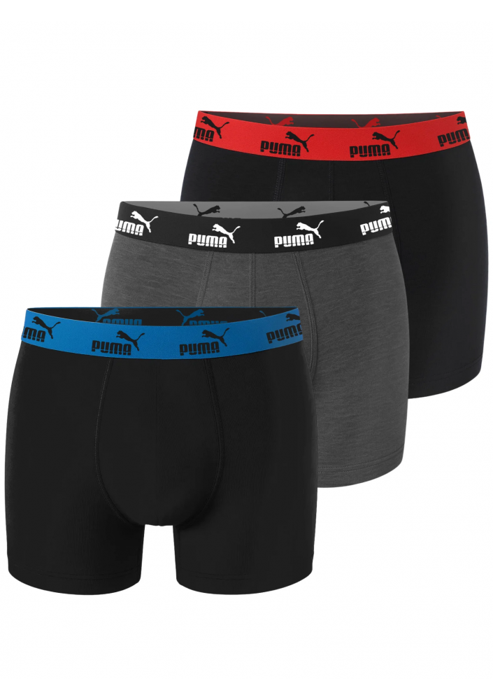 Puma Bokserki Męskie Black/Anthra Bawełna 3 Pak