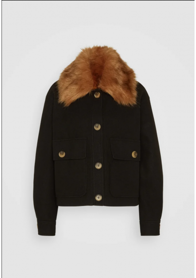 ONLY EMMA - Kurtka wiosenna - czarna odpinany kołnierz