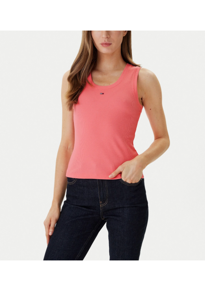 Tommy Jeans Top Essential DW0DW20673 Różowy Slim Fit