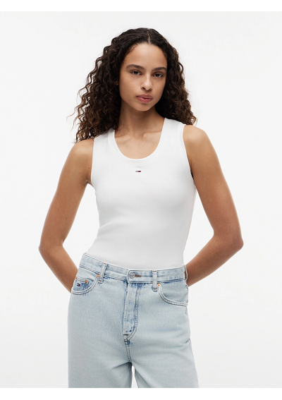 Tommy Jeans Top Essential DW0DW20673 Biały Slim Fit