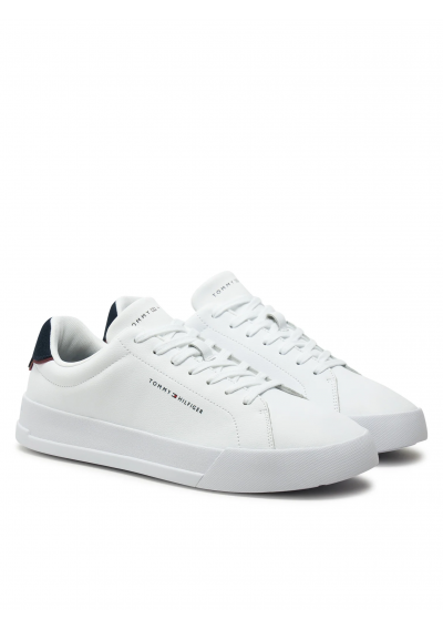 Tommy Hilfiger Sneakersy Th Court Lth Detail Ess FM0FM05367 Biały