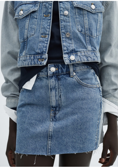 MANGO Dwukolorowa mini spódniczka jeansowa