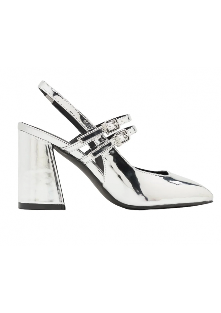 Even&Odd Srebrne czółenka damskie lustrzane na słupku