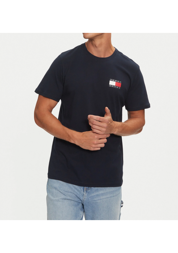 Tommy Jeans T-Shirt Essential Flag DM0DM20740 Granatowy Slim Fit