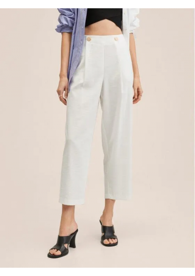 Mango Spodnie materiałowe Bot 27006306 Biały Relaxed Fit