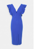 WAL G. V NECK FRILL SLEEVE MIDI Sukienka etui dark cobalt blue