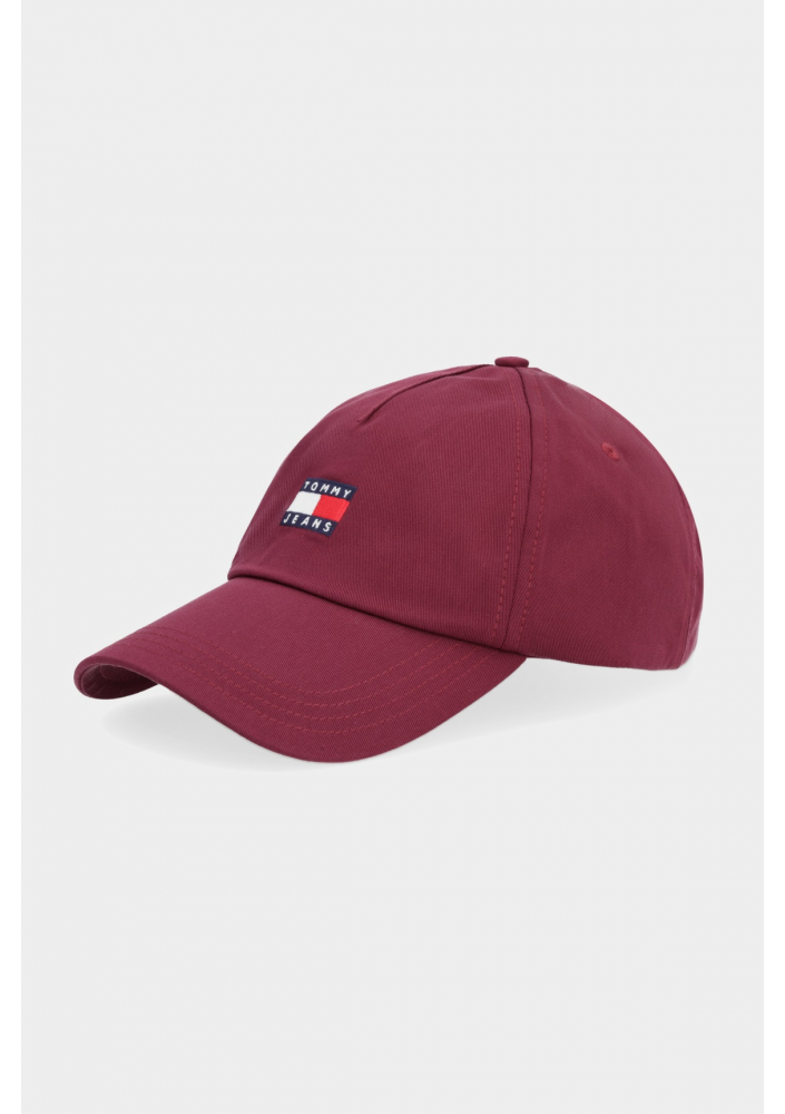 Tommy Jeans czapka z daszkiem męska bawełniana bordowa AM0AM12020