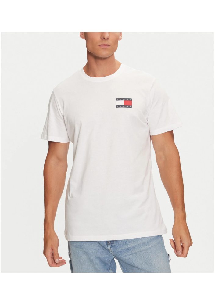 Tommy Jeans T-Shirt Essential Flag DM0DM20740 Biały Slim Fit