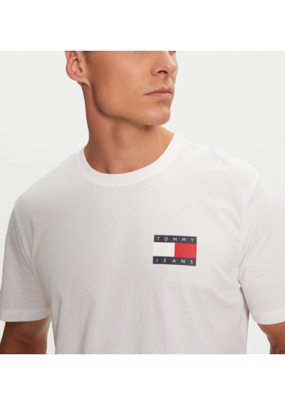 Tommy Jeans T-Shirt Essential Flag DM0DM20740 Biały Slim Fit