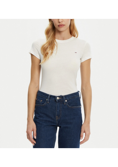 Tommy Jeans T-Shirt DW0DW20459 Biały Slim Fit