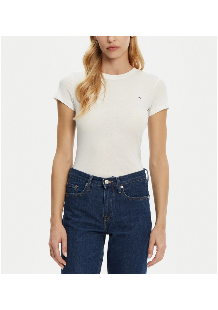 Tommy Jeans T-Shirt DW0DW20459 Biały Slim Fit