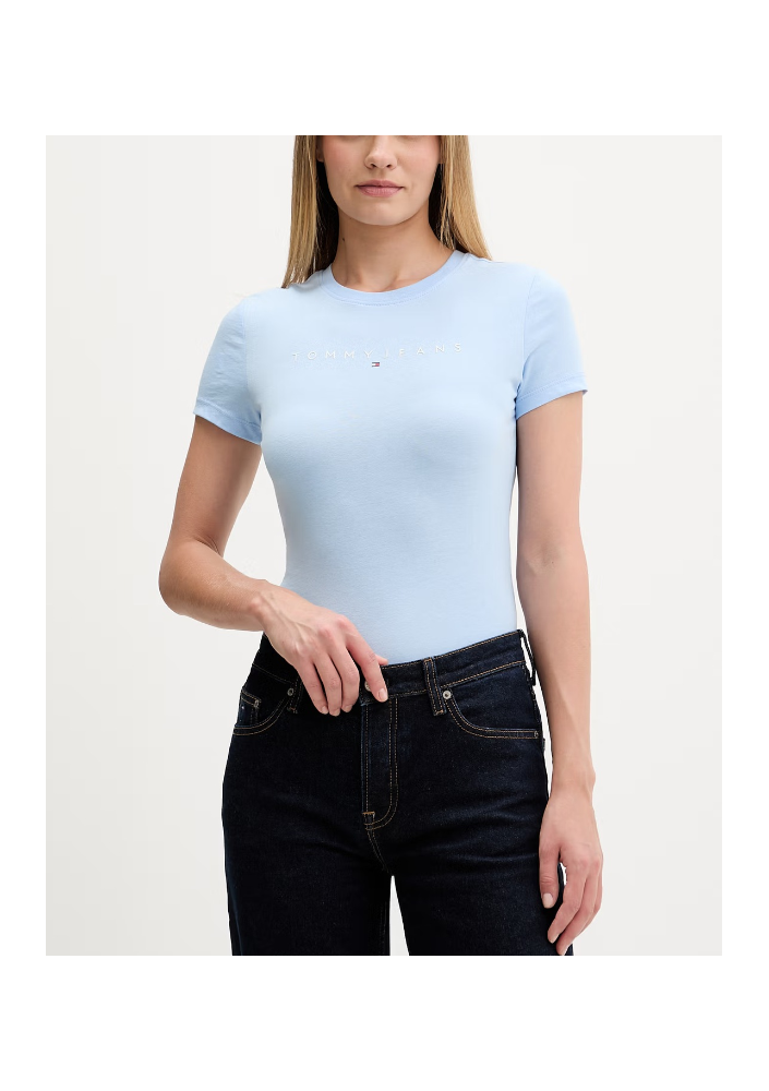 Tommy Jeans T-shirt damski bawełniany niebieski DW0DW18398