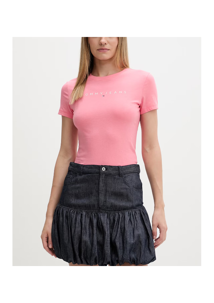 Tommy Jeans T-shirt damski bawełniany różowy DW0DW18398