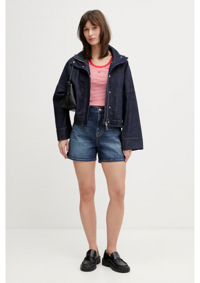 Tommy Jeans top damski bawełniany z elastanem czerwony DW0DW20673