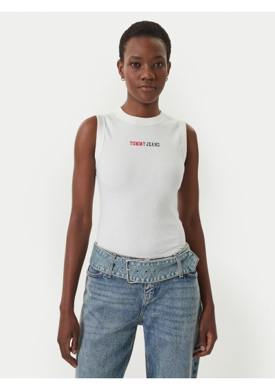 Tommy Jeans Top DW0DW22577 Biały Slim Fit