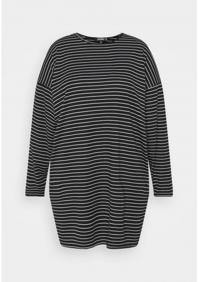 Missguided Plus STRIPE LONG SLEEVE DRESS - Sukienka z dżerseju