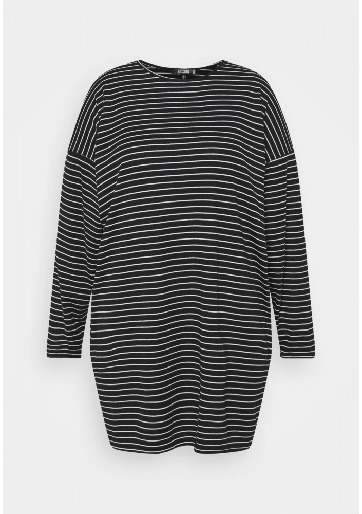 Missguided Plus STRIPE LONG SLEEVE DRESS - Sukienka z dżerseju